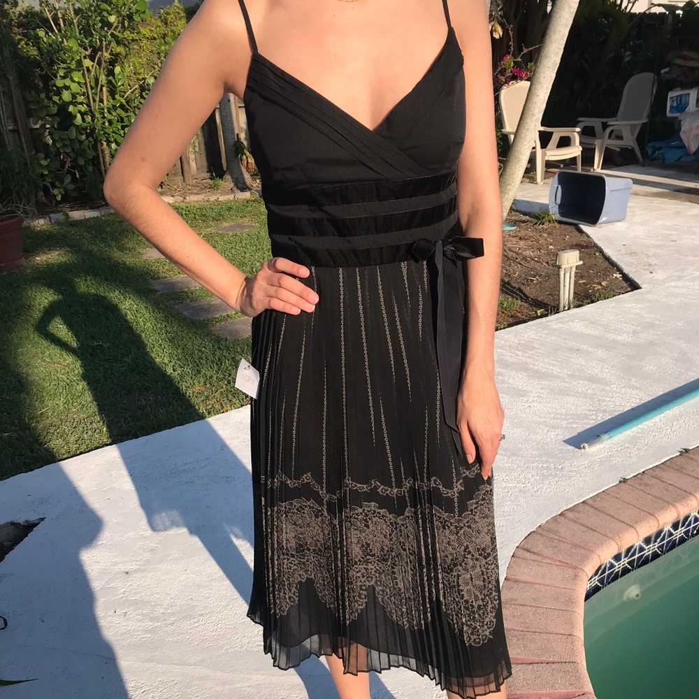 Black knee length evening dress